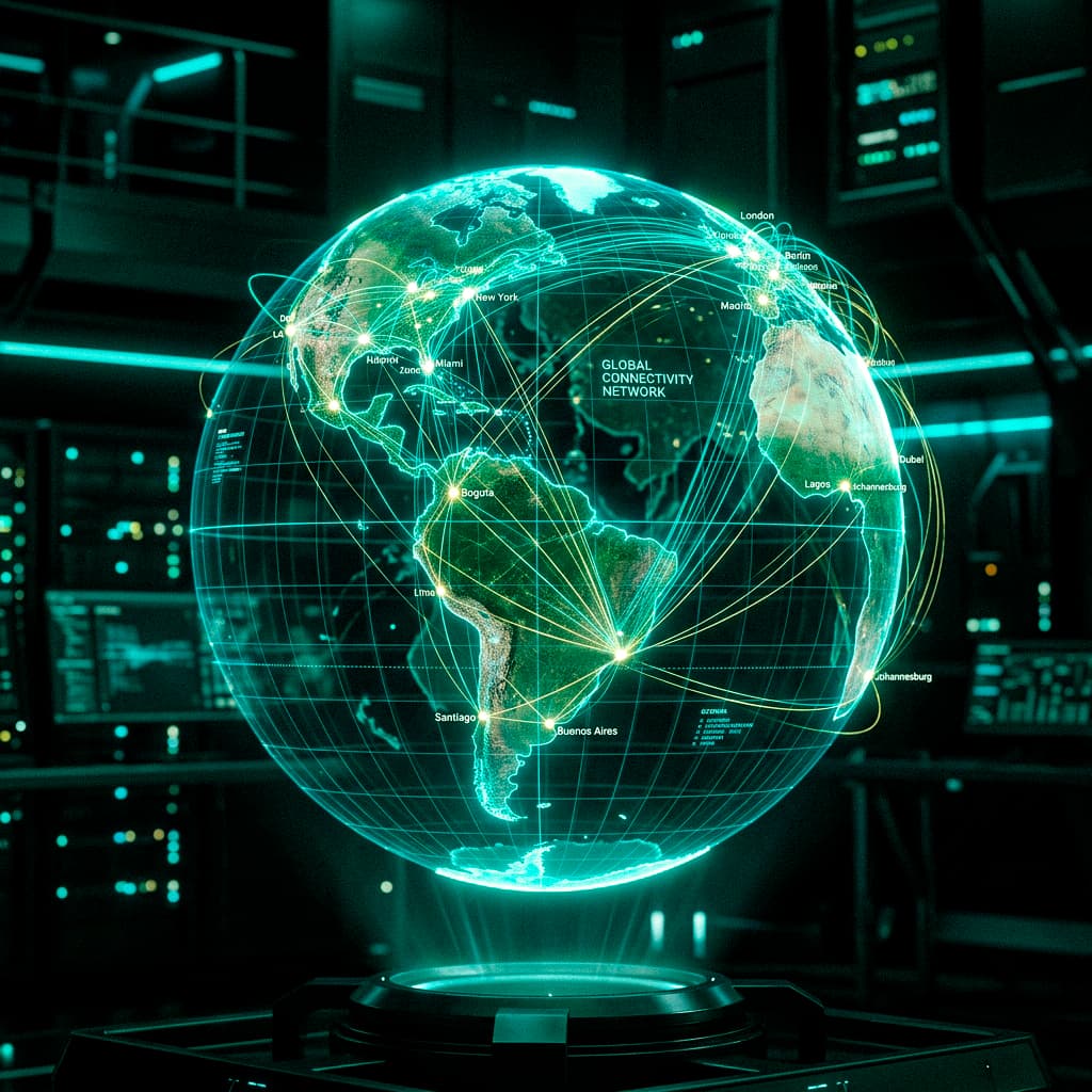 Mapa global focado em exportações logísticas