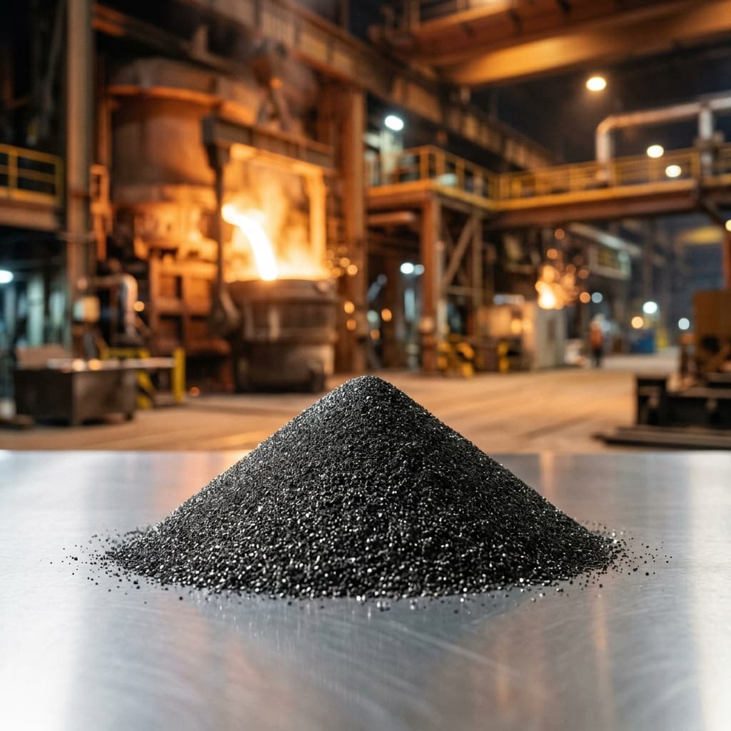 Monte de ferro-esponja de alta pureza em planta industrial